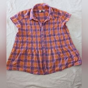 Anthropologie Pilcro and the letterpress Jenesa Smocked Buttondown